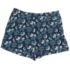 LOFT Pleated Soft Blue Floral Shorts